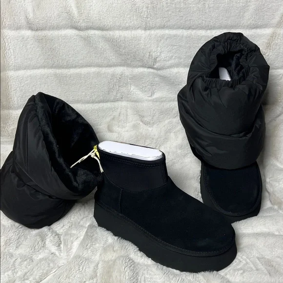 UGG Black Mini Dipper Puffer Boots - Picture 3 of 7